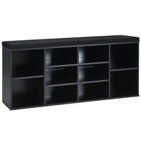 Costway - Entryway Padded Shoe Storage Bench 10-Cube Organizer Bench Adjustable - Black - Large Front