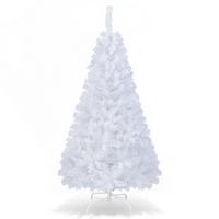 Costway - 5Ft Artificial PVC Christmas Tree W/Stand Holiday Season Indoor Outdoor - White - Large Front