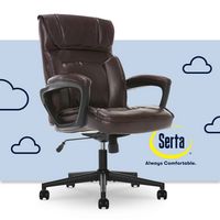 Serta - Hannah Upholstered Executive Office Chair with Pillowed Headrest - Smooth Bonded Leather ... - Large Front