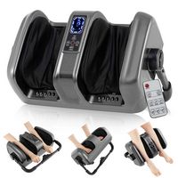 Costway - Foot & Calf Massager Electric Deep Kneading Waist Massager w/ Vibration & Heat - Grey - Large Front