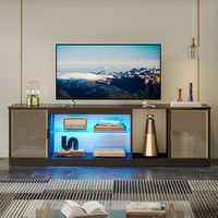 Bestier - TV Cabinet with Storage and LED Light Strips for TVs Up to 75
