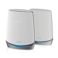 NETGEAR - Orbi AX4200 Tri-Band Mesh WiFi 6 System with 32x8 DOCSIS 3.1 Cable Modem (2-Pack) - White - Large Front