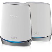 NETGEAR - Orbi AX4200 Tri-Band Mesh WiFi 6 System with 32x8 DOCSIS 3.1 Cable Modem (2-Pack) - White - Large Front