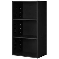 Costway - 3 Open Shelf Bookcase Modern Multi-functional Storage Display Cabinet - Black - Large Front