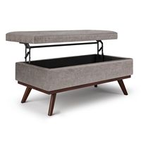 Simpli Home - Owen Lift Top Large Coffee Table Storage Ottoman - Distressed Grey - Large Front