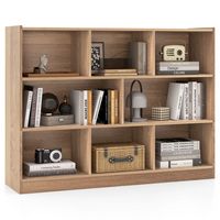 Costway - 8 Cube 3-Tier Open Wooden Bookshelf Toy Storage Organizer with Anti-toppling Kits - Nat... - Large Front