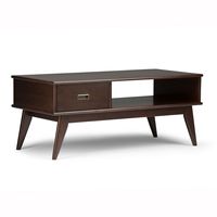 Simpli Home - Draper Mid Century Coffee Table - Medium Auburn Brown - Large Front