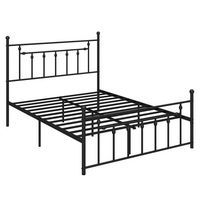 Costway Queen Size Metal Bed Frame with Headboard Under-bed Storage Mattress Foundation - Black - Large Front