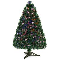 Costway - 3Ft Pre-Lit Fiber Optic PVC Christmas Tree Tabletop Plastic - Green - Large Front