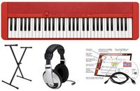 Casio - CT-S1RD EPA 61 Key Keyboard with Stand, AC Adapter, Headphones, and Software - Red - Large Front