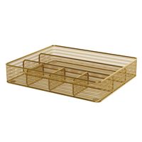 Martha Stewart - Ryder Premium Mesh Metal Large Drawer Organizer - Gold - Large Front