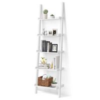 Costway - Versatile 5-Tier Bookshelf Leaning Wall Shelf Ladder  Bookcase Storage Display Furni - ... - Large Front