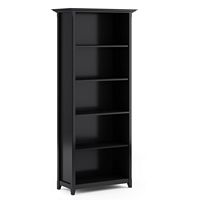 Simpli Home - Amherst Transitional Wood 5-Shelf Bookcase - Black - Large Front