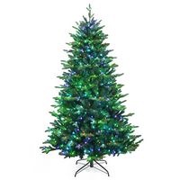 Costway - 7ft App-Controlled Pre-lit Christmas Tree Multicolor Lights w/ 15 Modes - Green - Large Front