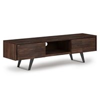 Simpli Home - Lowry 72 inch TV Media Stand - Distressed Charcoal Brown - Large Front