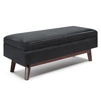 Simpli Home - Owen Rectangular Storage Ottoman - Midnight Black - Large Front