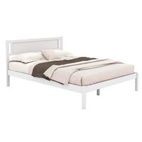 Costway - Full Wooden Platform Bed - White - Large Front