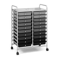 Costway - 20 Drawers Rolling Storage Cart Art Craft Organizer on Wheels Multipurpose - Gradient Gray - Large Front