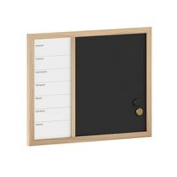 Martha Stewart - Everette Dry Erase Magnetic Weekly Calendar/Chalk Board-24x18 - Light Natural Wo... - Large Front