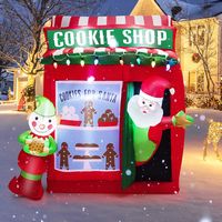 Costway - 6.3 FT Inflatable Gingerbread Cookie Shop with Santa Clause Christmas Decoration - Mult... - Large Front