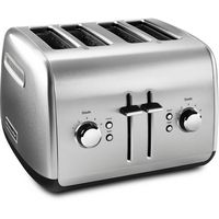 KitchenAid - 4-Slice Programmable Toaster with Manual High-Lift Lever - Brushed Stainless - Large Front