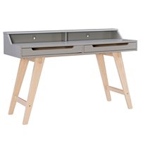 Linon Home Décor - Stanley Two-Drawer Desk With Hutch Shelf - Natural & Gray - Large Front