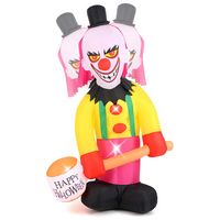 Costway - 6 x 8 ft Inflatable Head Turning Clown LED Lighted Animated Clown w/ Hammer & Flashing ... - Large Front