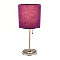 Limelights - Stick Lamp with USB charging port and Fabric Shade - Purple - Large Front