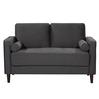 Lifestyle Solutions - Langford Loveseat with Upholstered Fabric and Eucalyptus Wood Frame - Heath... - Large Front