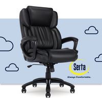 Serta - Garret Bonded Leather Executive Office Chair with Premium Cushioning - Space Black - Large Front