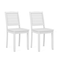 Costway Armless Wood Dining Chair Set of 2 with Rubber Wood Legs Curved Backrest Kitchen - White - Large Front