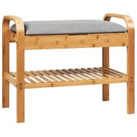 Costway - Shoe Rack Bench Bamboo W/Cushioned Seat&Storage Shelf Padded Seat Shoe Bench - Natural ... - Large Front