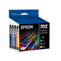 Epson - 702 4-Pack Standard Capacity Ink Cartridges - Black/Cyan/Magenta/Yellow - Large Front