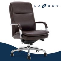 La-Z-Boy - Opus Executive Mid-Back Bonded Leather Office Chair - Dark Brown and Chrome - Large Front