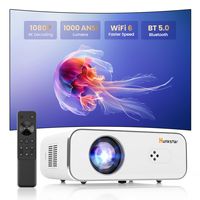Hunkstar - 4K Home Theater Projector, 1000ANSI Native 1080P, WiFi 6 and Dual-Way Bluetooth, Auto ... - Large Front