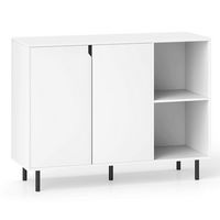 Costway Kitchen Sideboard Buffet with Adjustable Shelves 2 Doors Sturdy Metal Legs - White - Large Front
