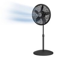 Lasko - 18 in. Oscillating 3-Speed Adjustable Large Room Pedestal Fan - Black - Large Front