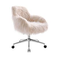 Linon Home Décor - Diehm Faux Fur Adjustable Office Chair With Arms - Pink - Large Front