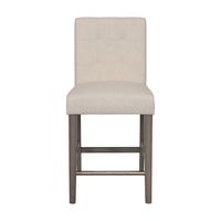 CorLiving - Leila Fabric Square Tufted Counter Height Barstool - Beige - Large Front