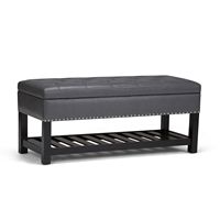 Simpli Home - Lomond Storage Ottoman Bench - Stone Grey - Large Front