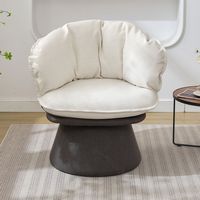 Bestier - Modern Comfy 360° Swivel Accent Chair with Removable Cushion - White - Large Front