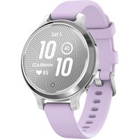 Garmin - Lily 2 Active GPS Smartwatch 33 mm Anodized Aluminum - Silver with Purple Jasmine Silico... - Large Front