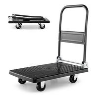 Costway - Folding Push Cart Dolly Platform Hand Truck with 360° Swivel Wheels and 440LBS Capacity... - Large Front