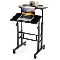 Costway - Mobile Standing Laptop Desk - Black - Large Front