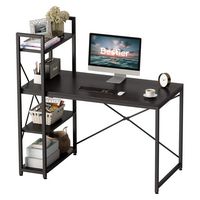 Bestier - 47inch Small Gaming Computer Desk with Shelves for Home Office - Black walnut - Large Front