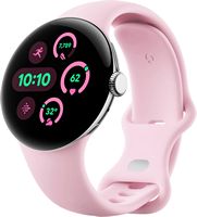 Google - Pixel Watch 3 (41mm) Smartwatch with Rose Quartz Band - LTE - Polished Silver - Large Front