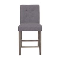 CorLiving - Leila Fabric Square Tufted Counter Height Barstool - Silver Grey - Large Front