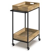 Simpli Home - Simons SOLID MANGO WOOD Industrial Contemporary 24 inch Wide Bar Cart - Natural - Large Front