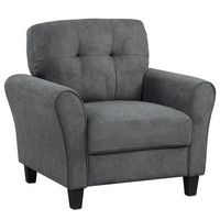 Costway - Modern Upholstered Accent Chair with Sturdy Legs - Grey - Large Front