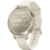 Garmin - Lily 2 Active GPS Smartwatch 33 mm Anodized Aluminum - Lunar Gold with Bone Silicone Ban... - Large Front